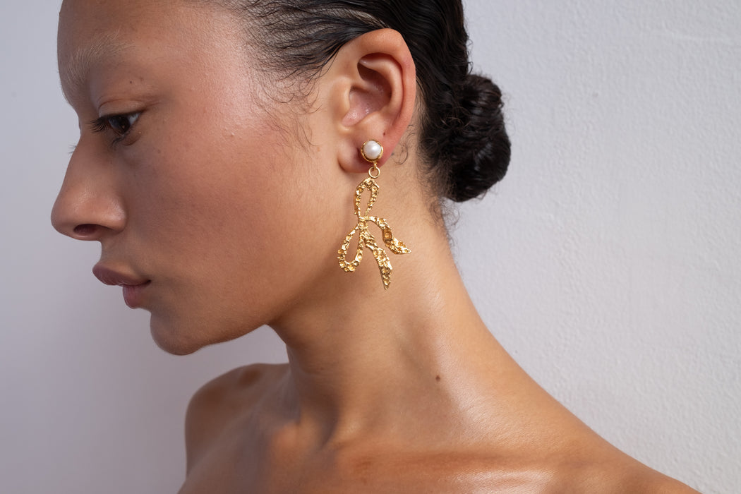Coral Bow Earrings