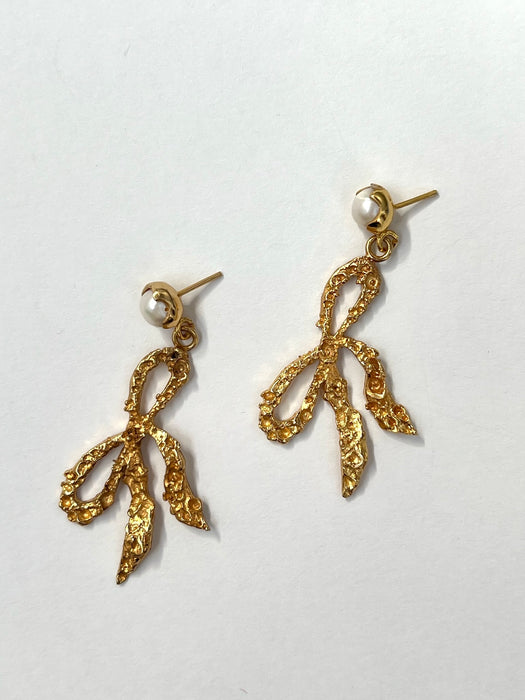 Coral Bow Earrings