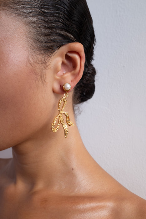 Coral Bow Earrings