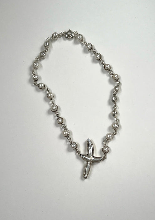 Pearl Link Cross Necklace